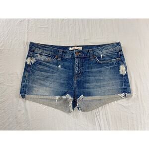 J Brand Destroyed/bleached Lightweight Cuffed Cutoff Denim Shorts. Women's 32.